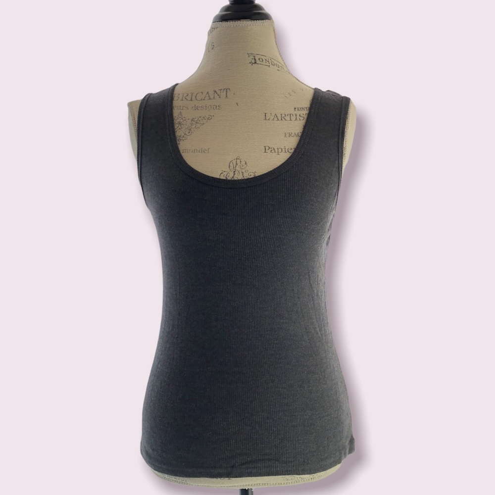 Gray Ribbed Tank Top